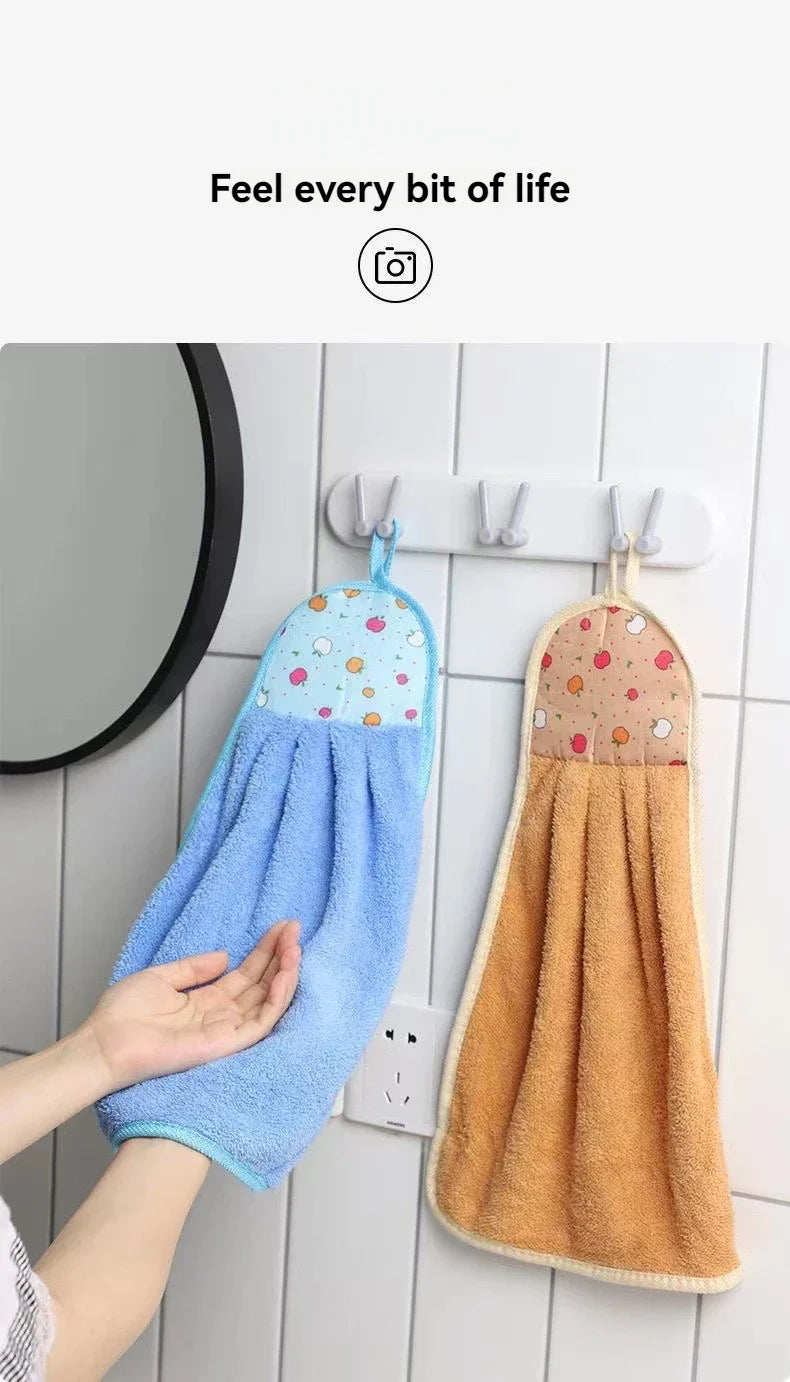 4PCS Coral Velvet Hand Towels Soft Absorbent Kitchen Bathroom Cloths