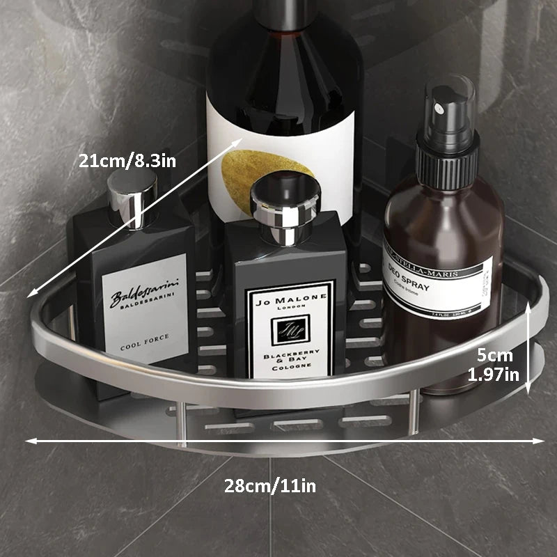 No-Drill Wall-Mount Bathroom Corner Shelf Shower Rack Organizer