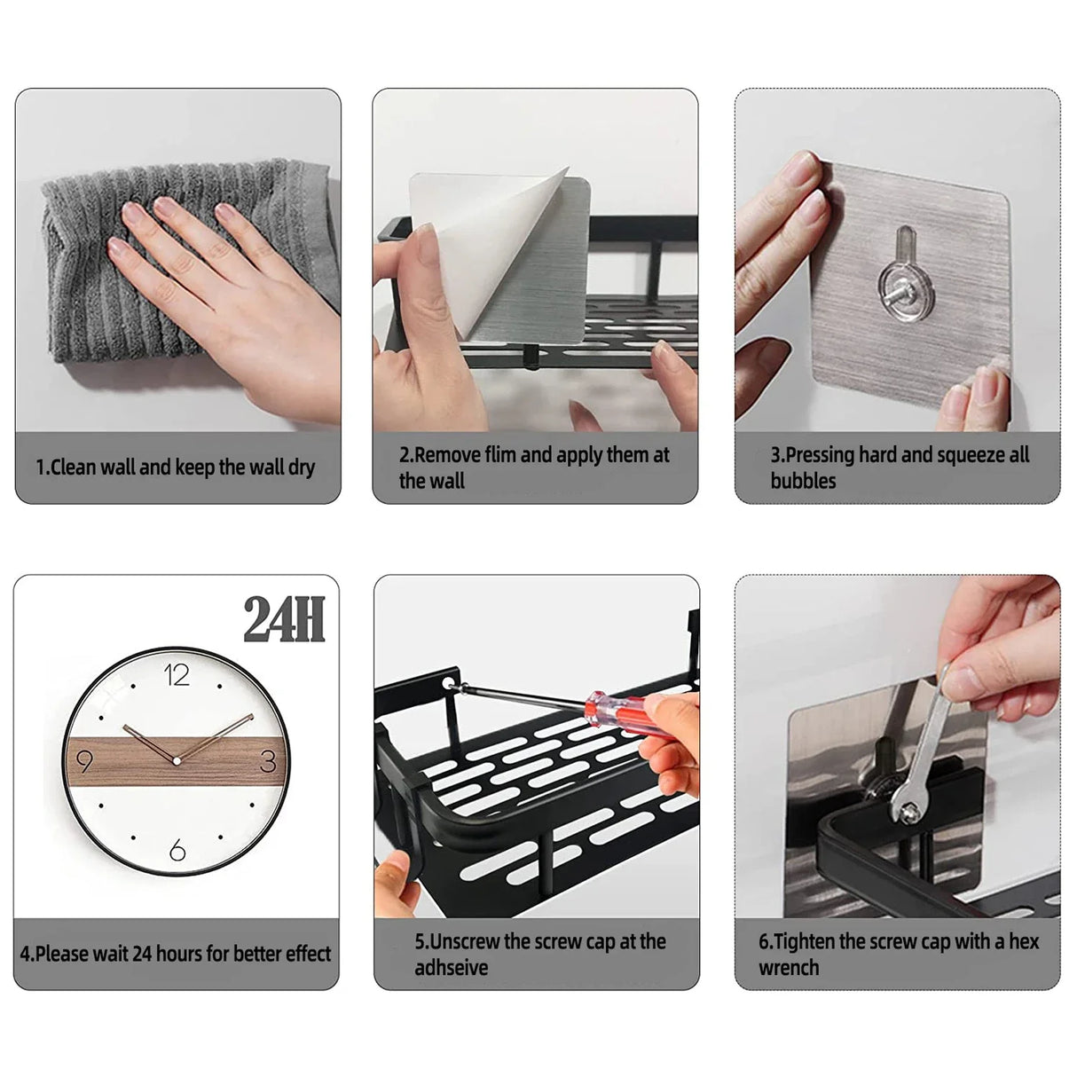 No-Drill Wall-Mount Bathroom Corner Shelf Shower Rack Organizer