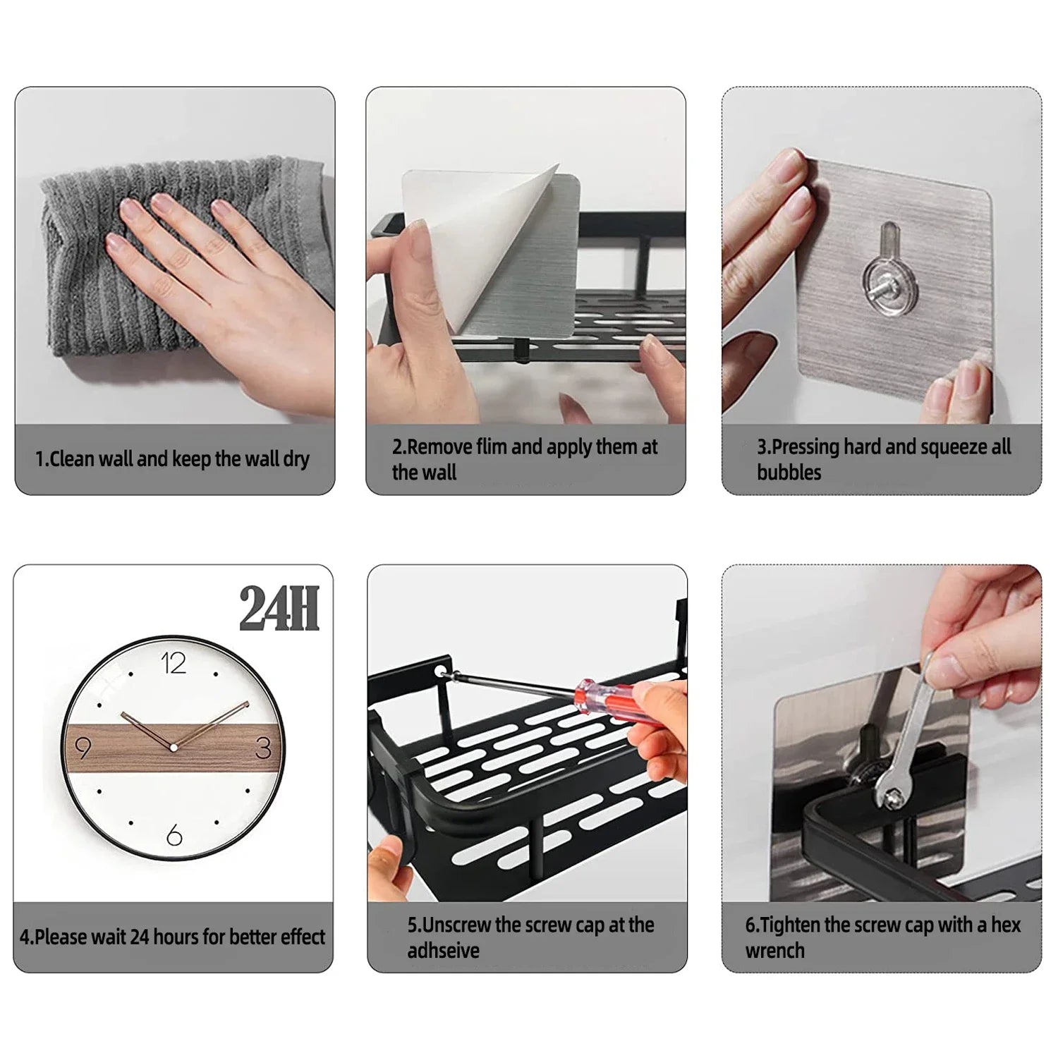 No-Drill Wall-Mount Bathroom Corner Shelf Shower Rack Organizer