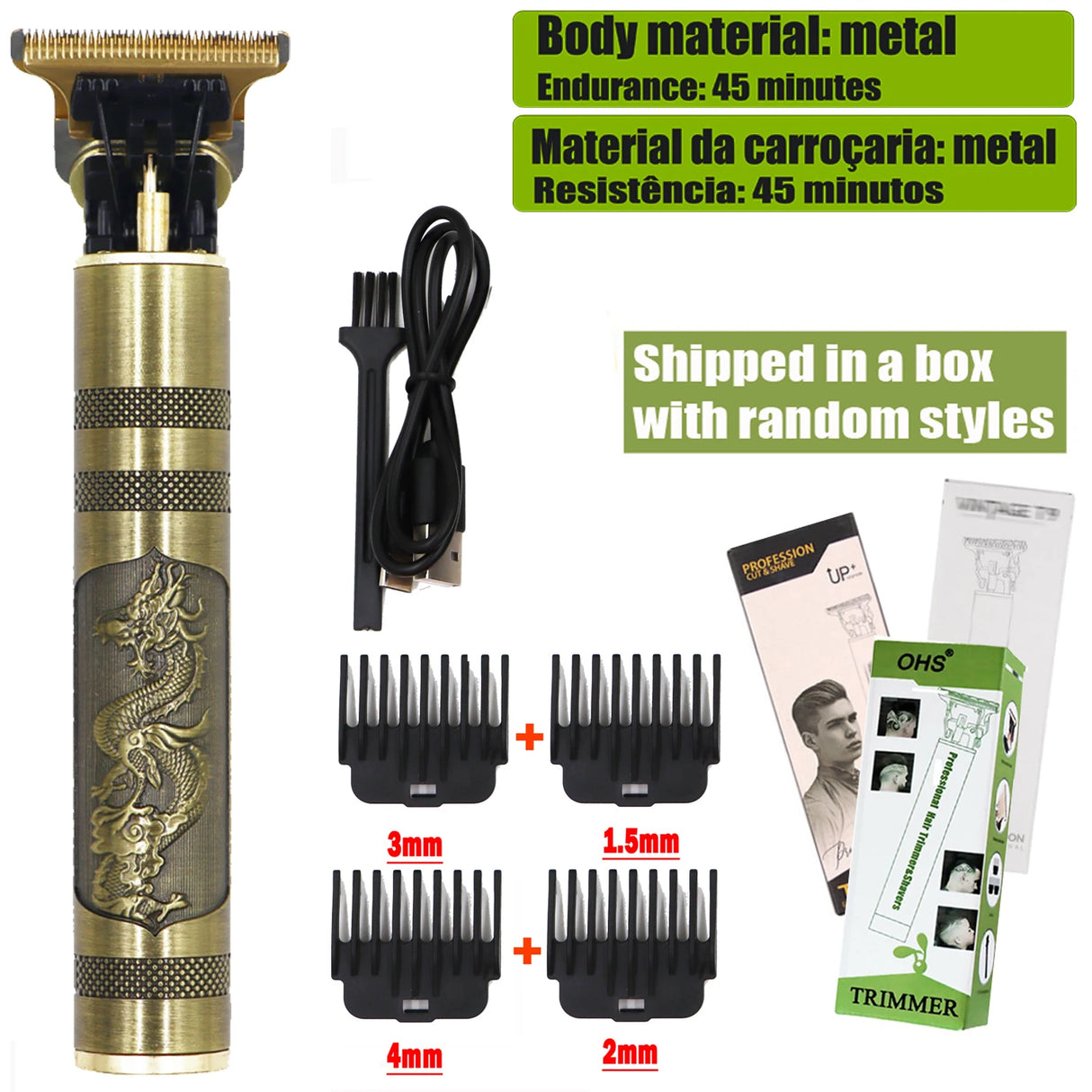T9 Cordless Electric Hair Trimmer Shaver Barber Razor for Men