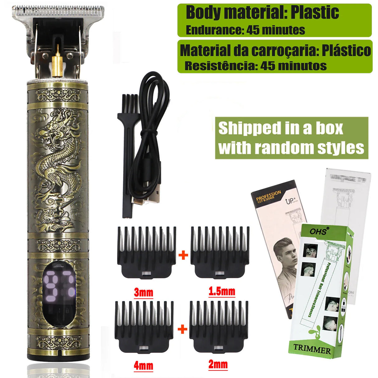 T9 Cordless Electric Hair Trimmer Shaver Barber Razor for Men
