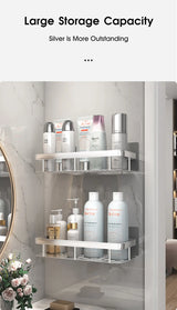 No-Drill Wall-Mount Bathroom Corner Shelf Shower Rack Organizer