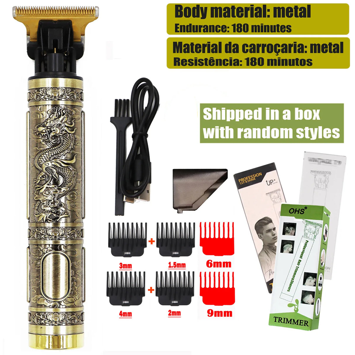T9 Cordless Electric Hair Trimmer Shaver Barber Razor for Men