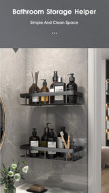 No-Drill Wall-Mount Bathroom Corner Shelf Shower Rack Organizer