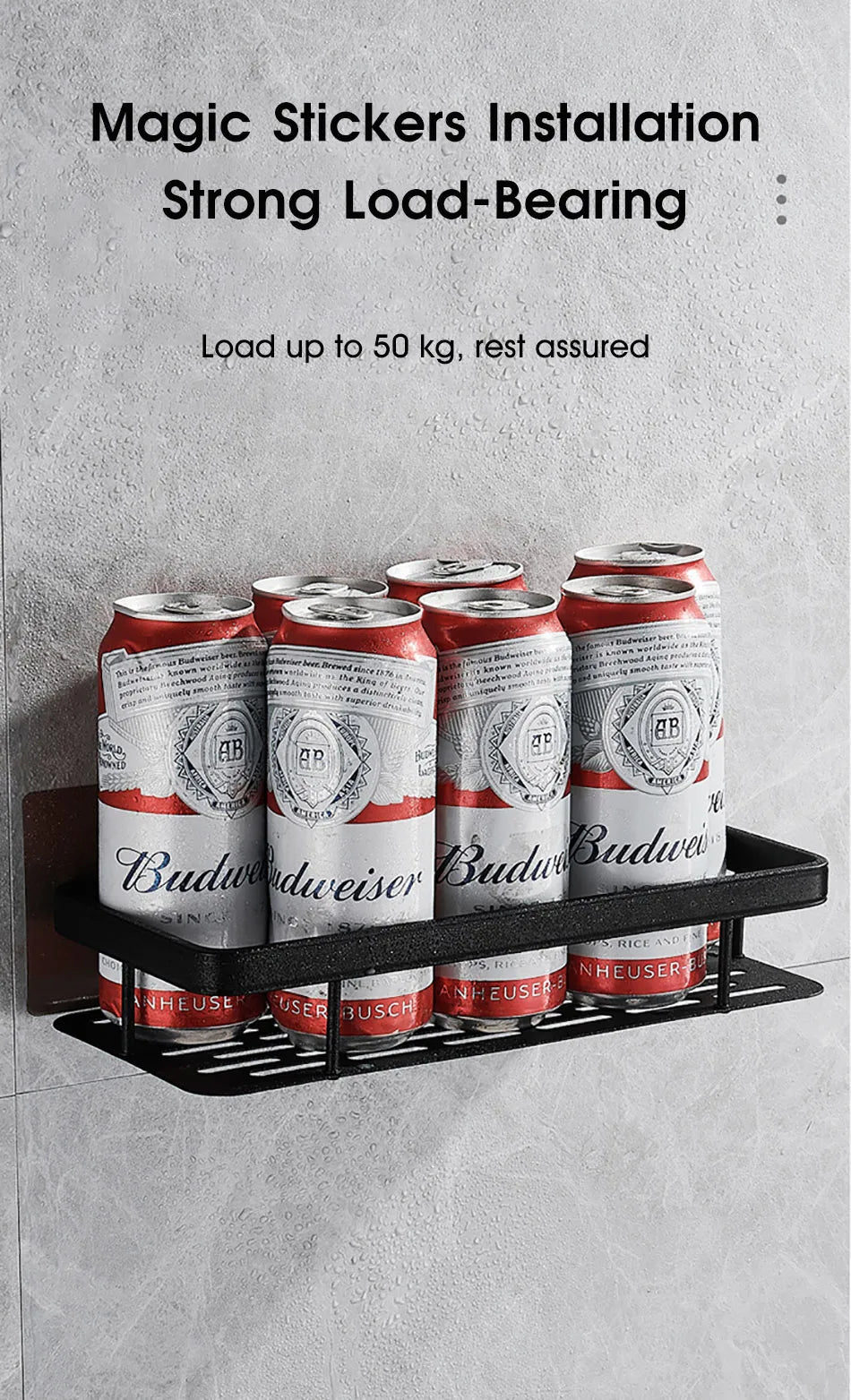 No-Drill Wall-Mount Bathroom Corner Shelf Shower Rack Organizer