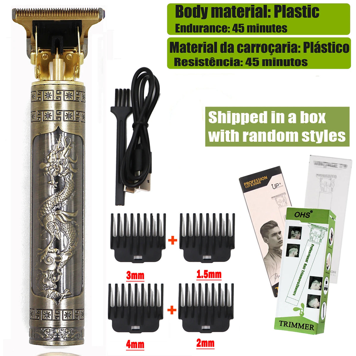T9 Cordless Electric Hair Trimmer Shaver Barber Razor for Men