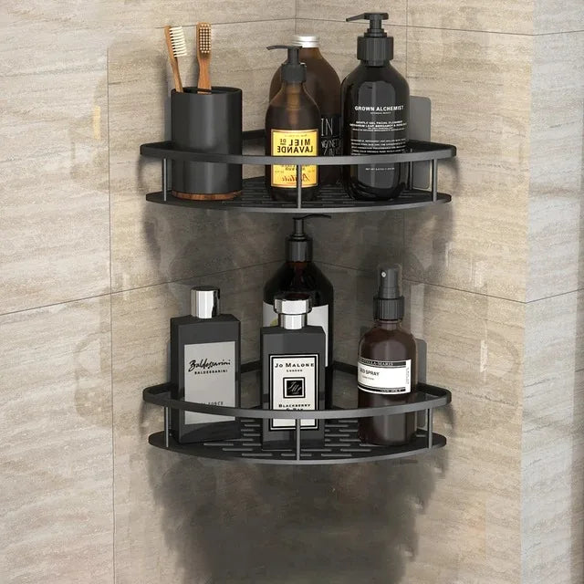 No-Drill Wall-Mount Bathroom Corner Shelf Shower Rack Organizer