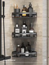 No-Drill Wall-Mount Bathroom Corner Shelf Shower Rack Organizer