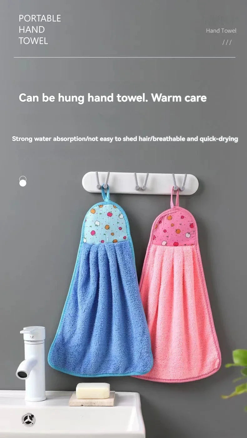 4PCS Coral Velvet Hand Towels Soft Absorbent Kitchen Bathroom Cloths