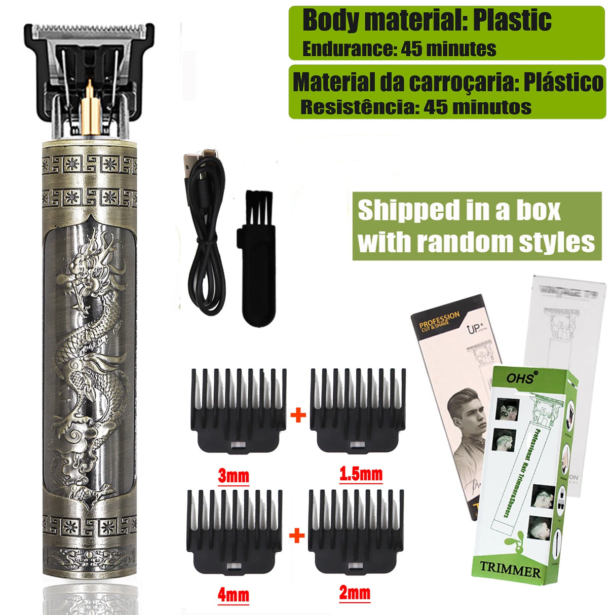T9 Cordless Electric Hair Trimmer Shaver Barber Razor for Men