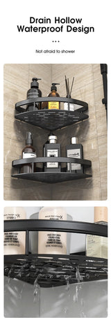 No-Drill Wall-Mount Bathroom Corner Shelf Shower Rack Organizer