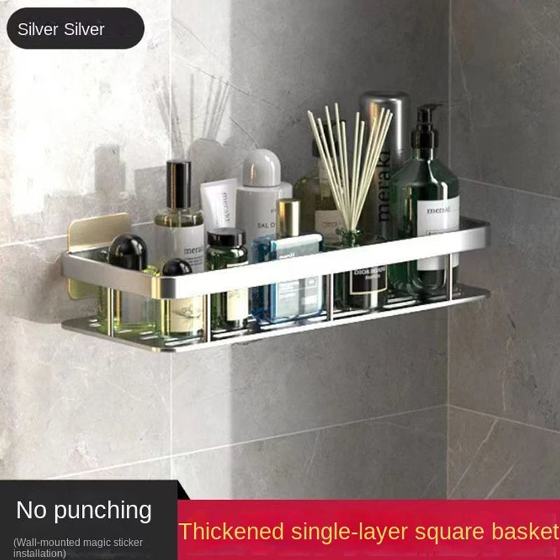 No-Drill Wall-Mount Bathroom Corner Shelf Shower Rack Organizer