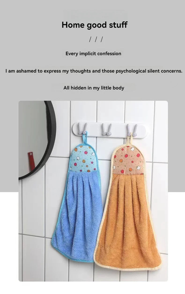 4PCS Coral Velvet Hand Towels Soft Absorbent Kitchen Bathroom Cloths