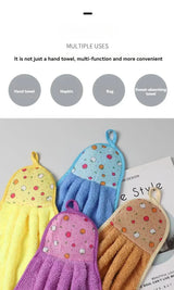 4PCS Coral Velvet Hand Towels Soft Absorbent Kitchen Bathroom Cloths
