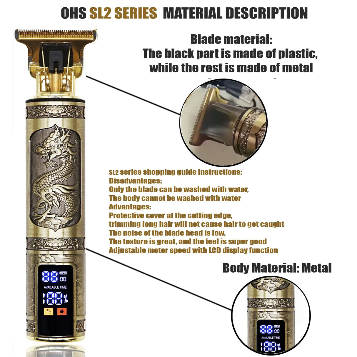 T9 Cordless Electric Hair Trimmer Shaver Barber Razor for Men