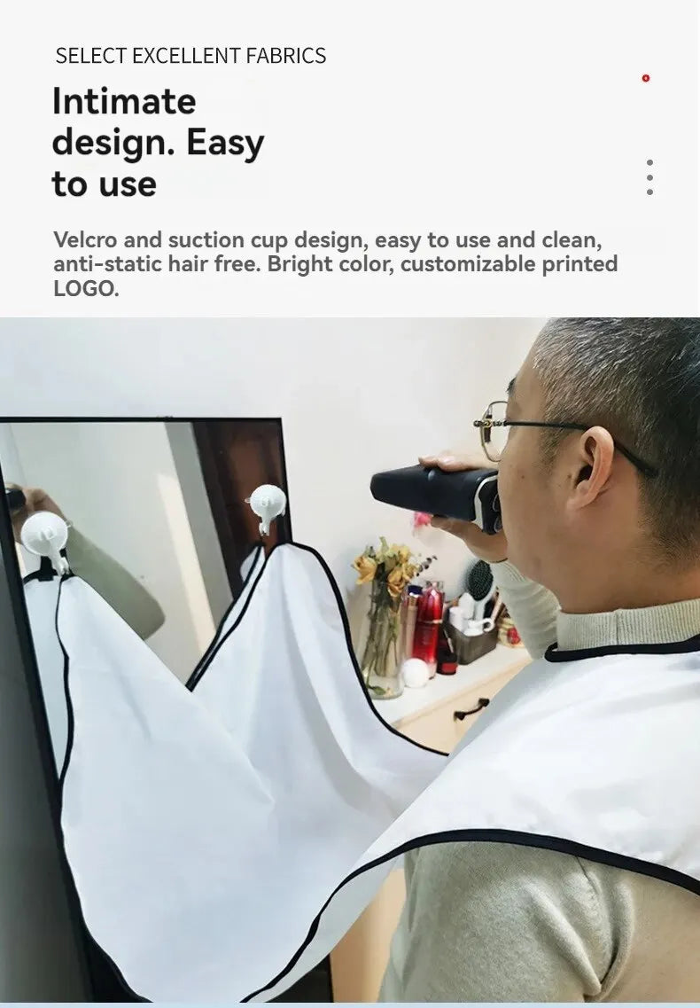 Shaving Beard Bib with Suction Cups for Grooming and Trimming