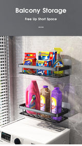 No-Drill Wall-Mount Bathroom Corner Shelf Shower Rack Organizer