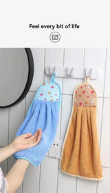 4PCS Coral Velvet Hand Towels Soft Absorbent Kitchen Bathroom Cloths