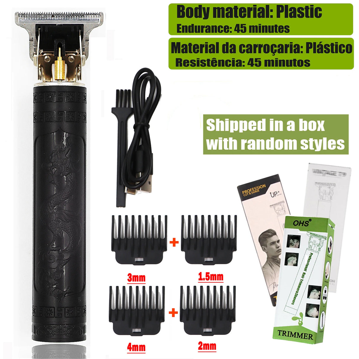 T9 Cordless Electric Hair Trimmer Shaver Barber Razor for Men