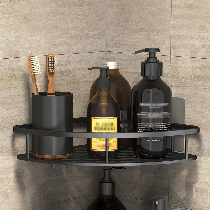 No-Drill Wall-Mount Bathroom Corner Shelf Shower Rack Organizer