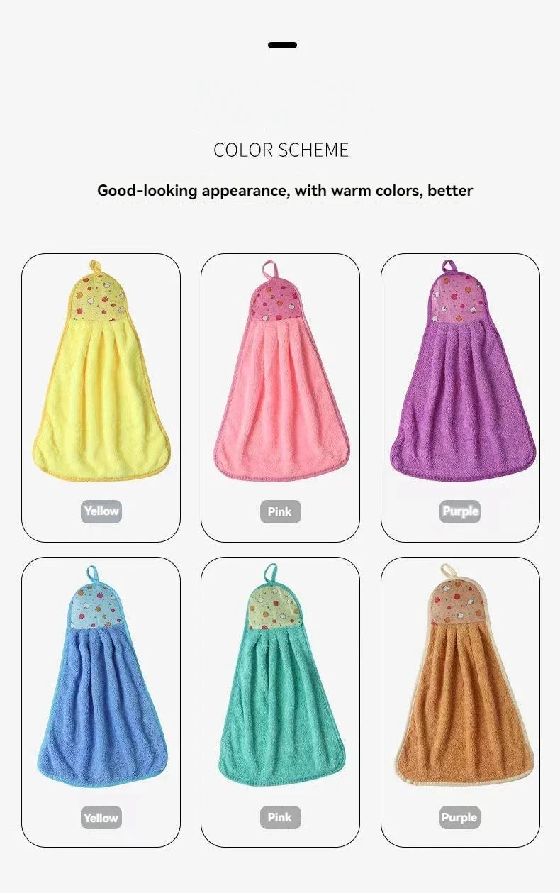 4PCS Coral Velvet Hand Towels Soft Absorbent Kitchen Bathroom Cloths