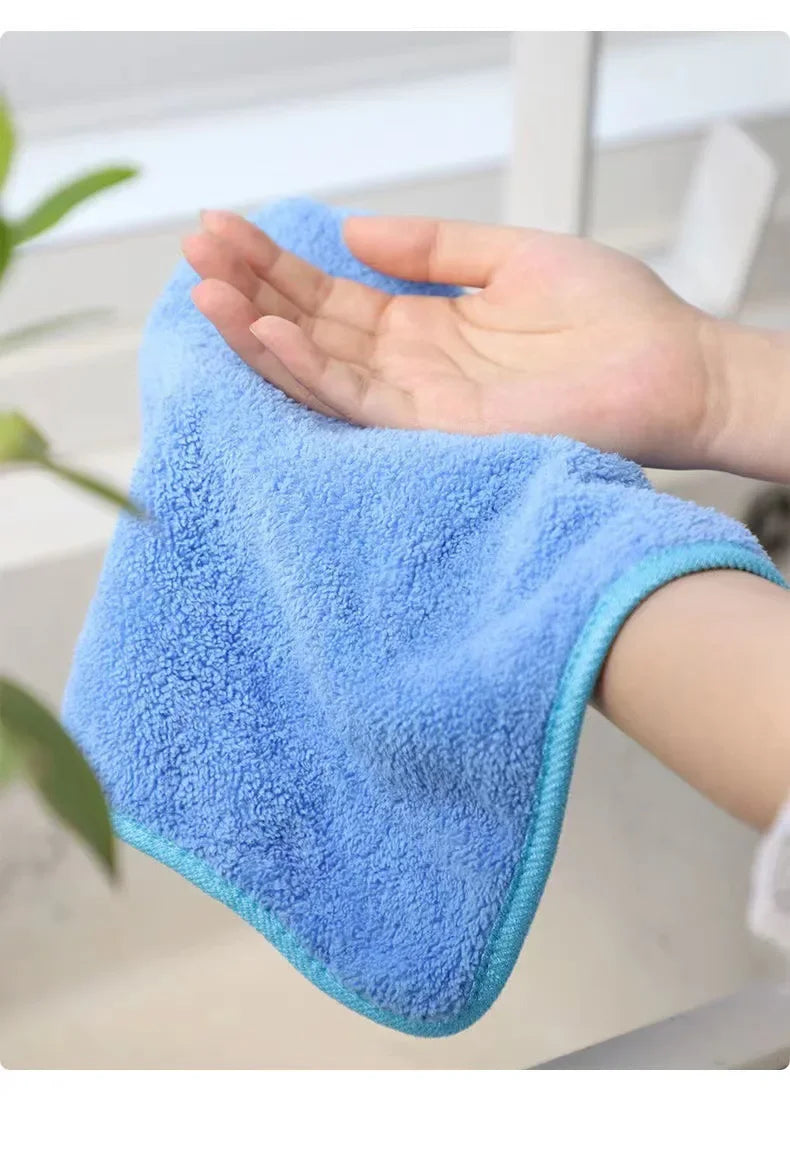 4PCS Coral Velvet Hand Towels Soft Absorbent Kitchen Bathroom Cloths