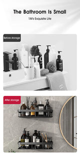 No-Drill Wall-Mount Bathroom Corner Shelf Shower Rack Organizer