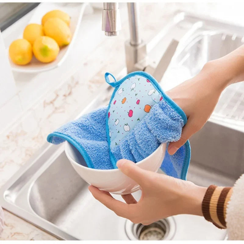 4PCS Coral Velvet Hand Towels Soft Absorbent Kitchen Bathroom Cloths