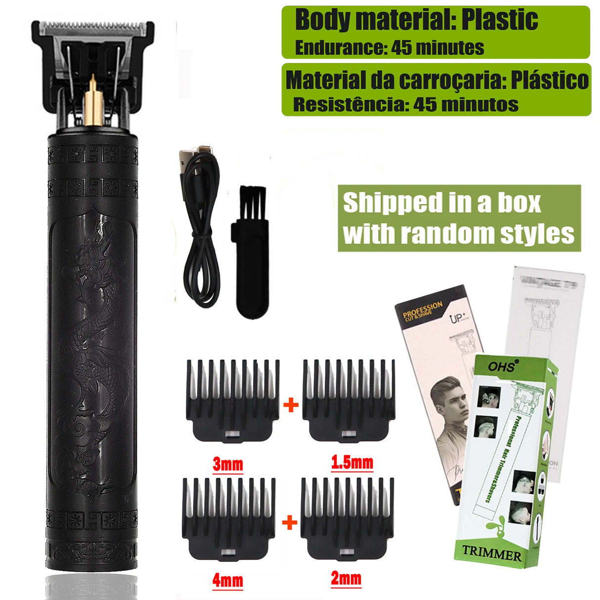 T9 Cordless Electric Hair Trimmer Shaver Barber Razor for Men