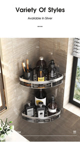 No-Drill Wall-Mount Bathroom Corner Shelf Shower Rack Organizer