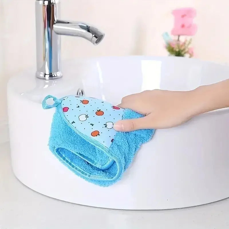 4PCS Coral Velvet Hand Towels Soft Absorbent Kitchen Bathroom Cloths